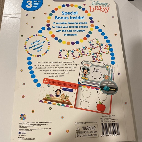 Disney Baby Drawing Book Toy Reusable Stencil Book With Magnetic Pen and Board - Picture 9 of 10